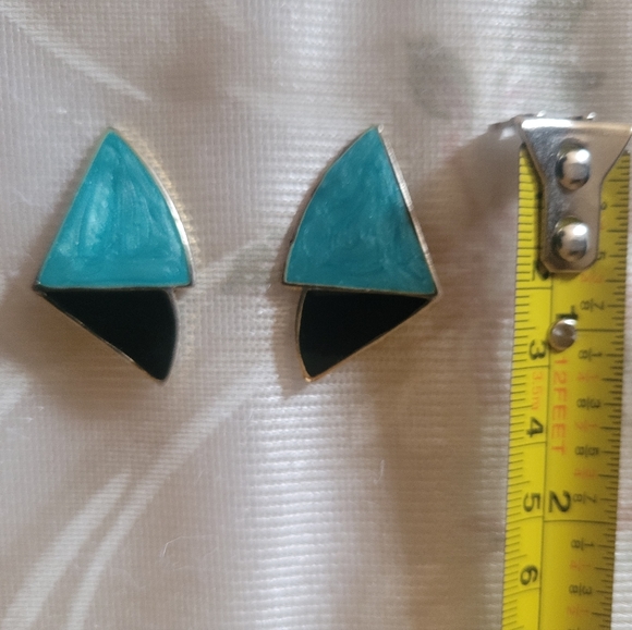 Women's Torquoise Geometric Earrings - Picture 2 of 3